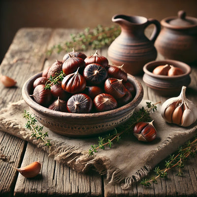 Geroosterde kastanjes met knoflook en tijm